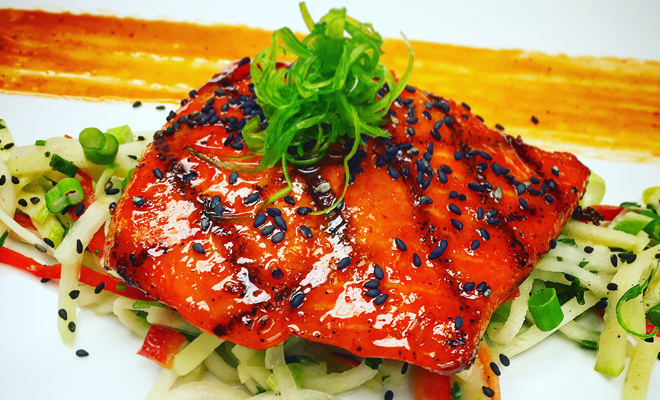 grilled maple glazed salmon